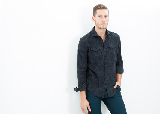 Western Arkansas Button-Up in Dark Hash Floralff cf b